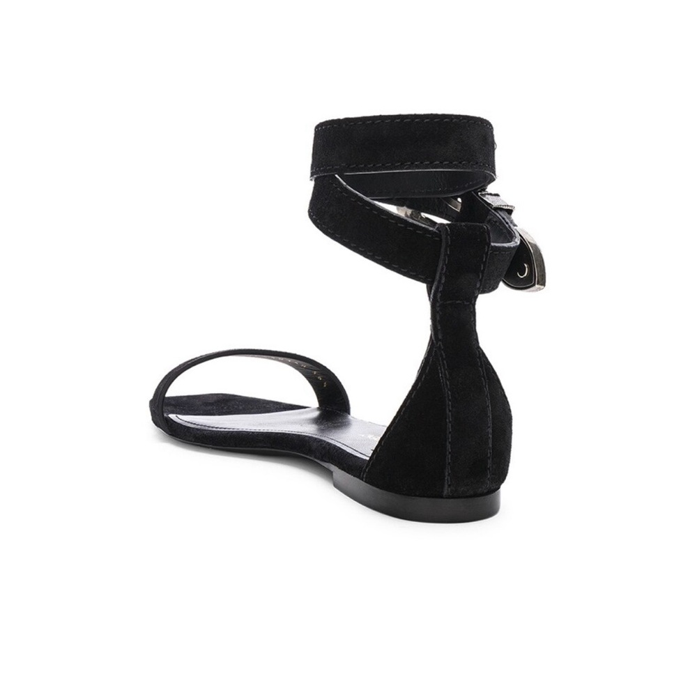 Saint Laurent Mica Buckle Suede Flat Gladiator Moto Sandals 36 - Picture 4 of 13